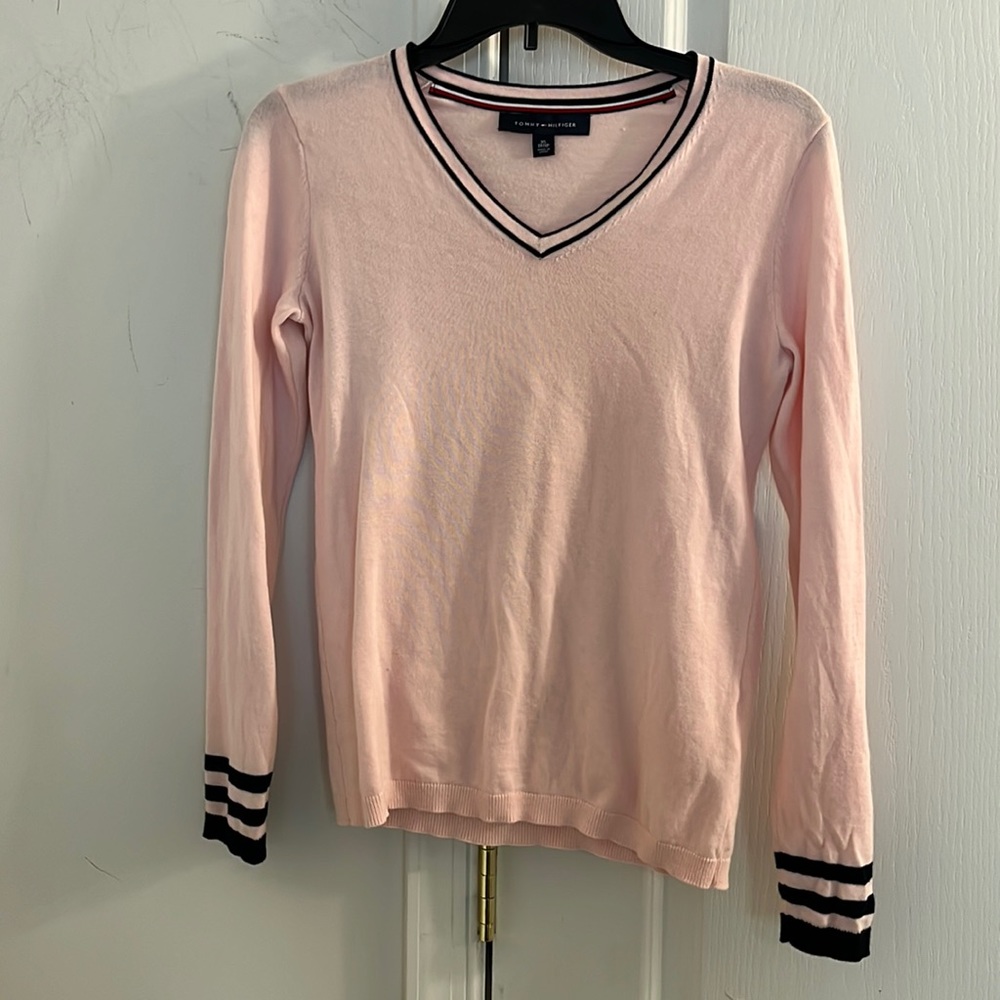 Tommy Hilfiger V-neck sweater pink/navy size extra small
